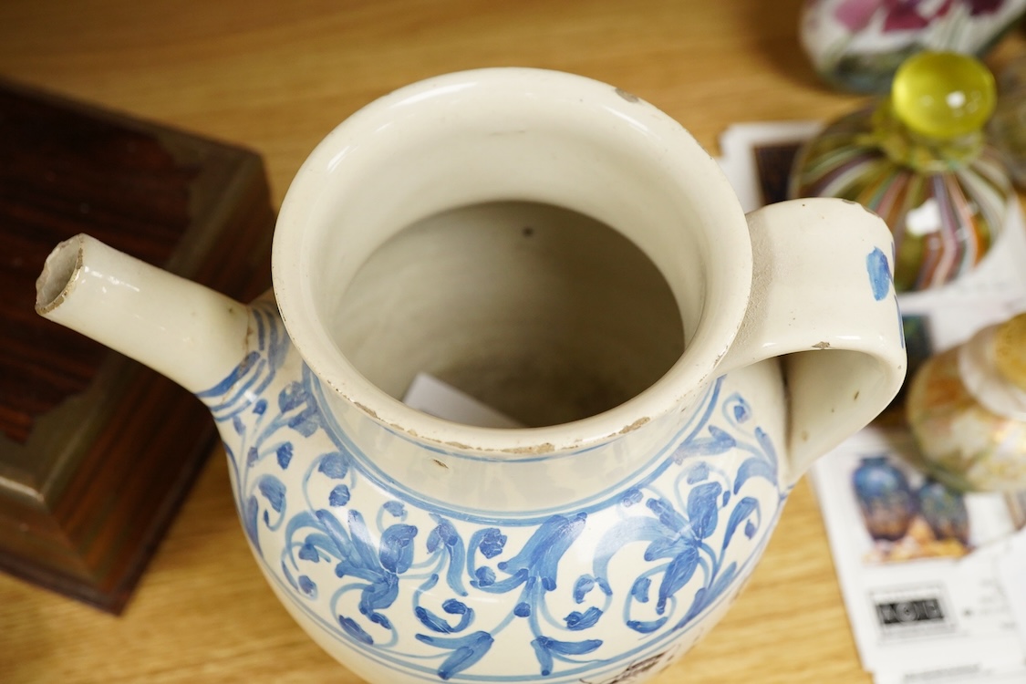 An Italian maiolica syrup jar, 17.5cm high